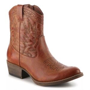 Coconuts by Matisse Pistol Western Ankle Boots Brown Leather Cowboy Booties 7